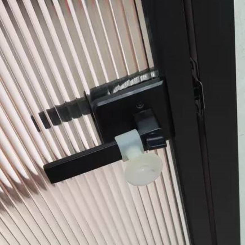 无钥匙极窄材1618玻璃铝合金有框玻璃门锁黑色卫生间单舌锁把手.