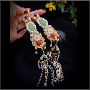 仙气长流苏发钗簪长掩鬓压鬓发冠全套明制复古风汉服头饰步摇发簪