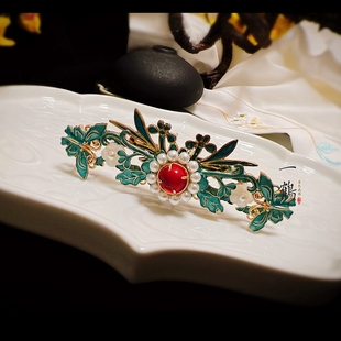 原创手工【朱华】烧蓝精致发冠古风汉服头饰品景泰蓝发馆明制发饰