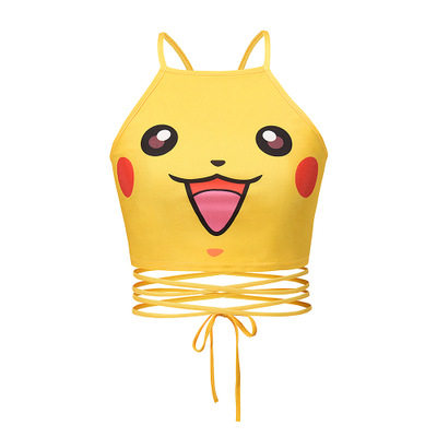 夏季抖音同款皮卡丘aa露脐装内衣露背性感绑带吊带少女运动小背心