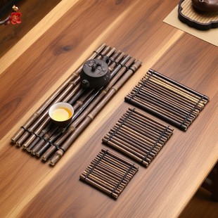 紫竹竹排小竹排杯托茶垫杯垫壶垫隔热垫茶帘茶席纯手工竹装饰摆件