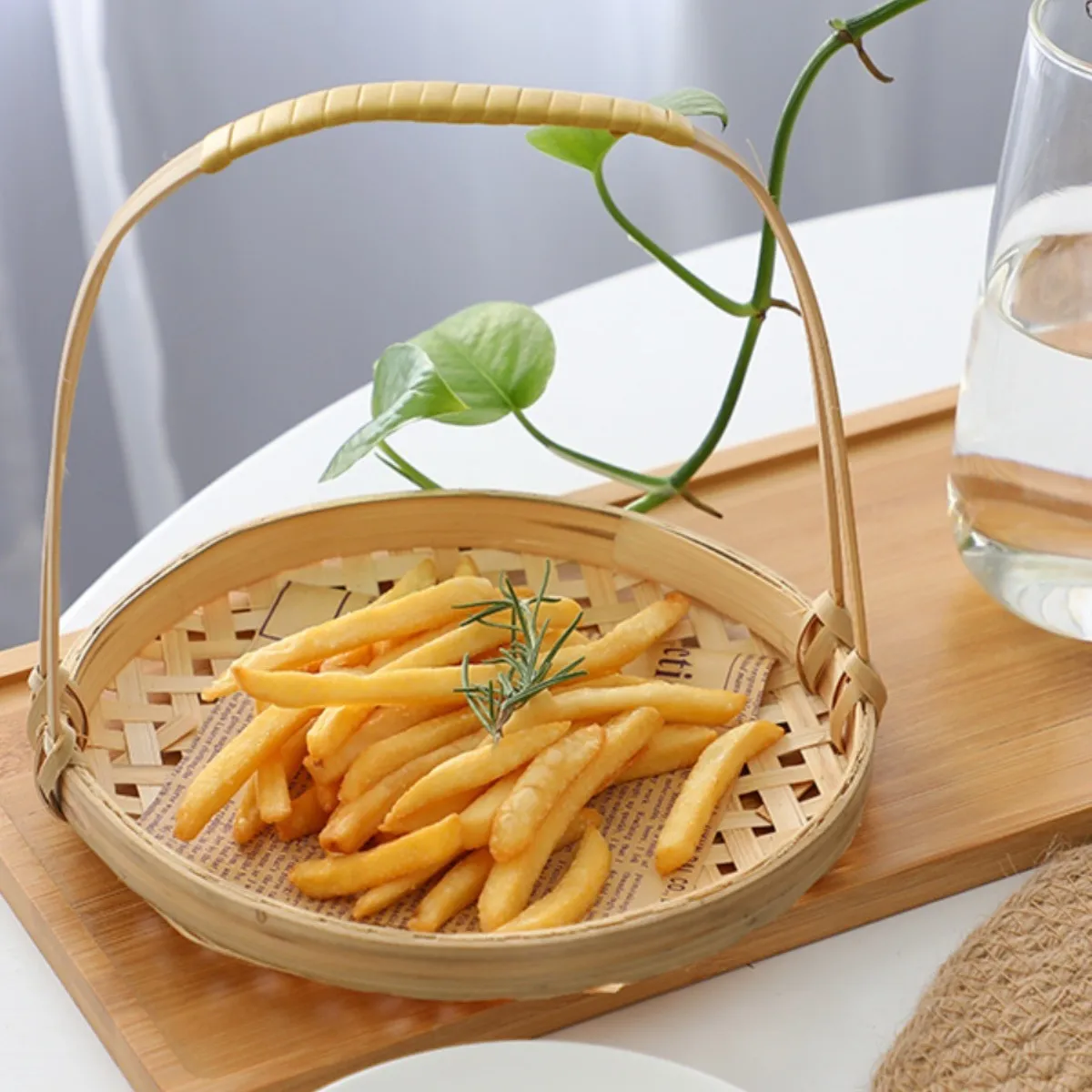 竹编蓝薯条篮竹篮竹盘中式点心篮竹编托盘油炸炸物盘中秋装饰提篮,特色手工艺,竹编/竹雕,淘宝优惠券,粉丝福利购,淘宝优惠卷