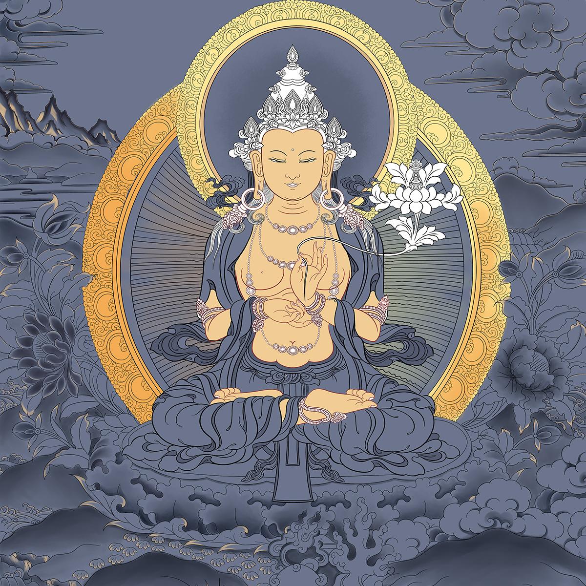 纯棉油画布西藏唐卡描金填色