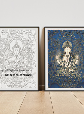 纯棉油画布西藏唐卡唐卡描金