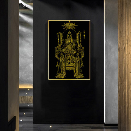 上青灵宝天尊道德天尊元始天尊三清DIY描金画稿手绘佛像填色画
