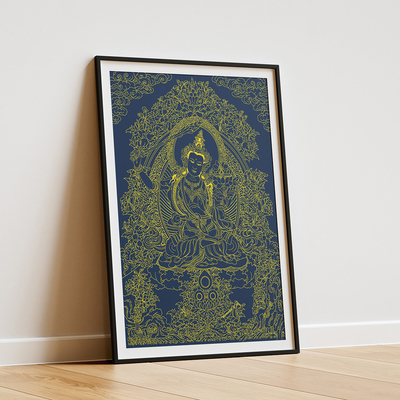 文殊菩萨纯棉油画布唐卡描金