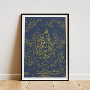 唐卡手绘DIY 虚空藏菩萨属虎 属牛本命佛画像 描黄金上色朱砂描红