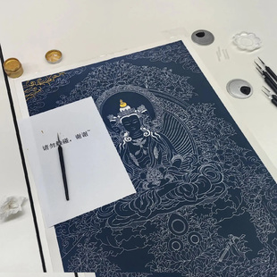西藏唐卡大日如来描金线稿本命佛属猴佛像描金diy手绘自己画唐卡