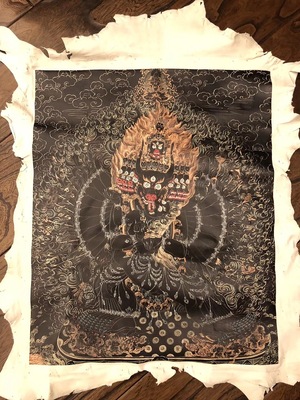 西藏大威德金刚唐卡diy挂画描金