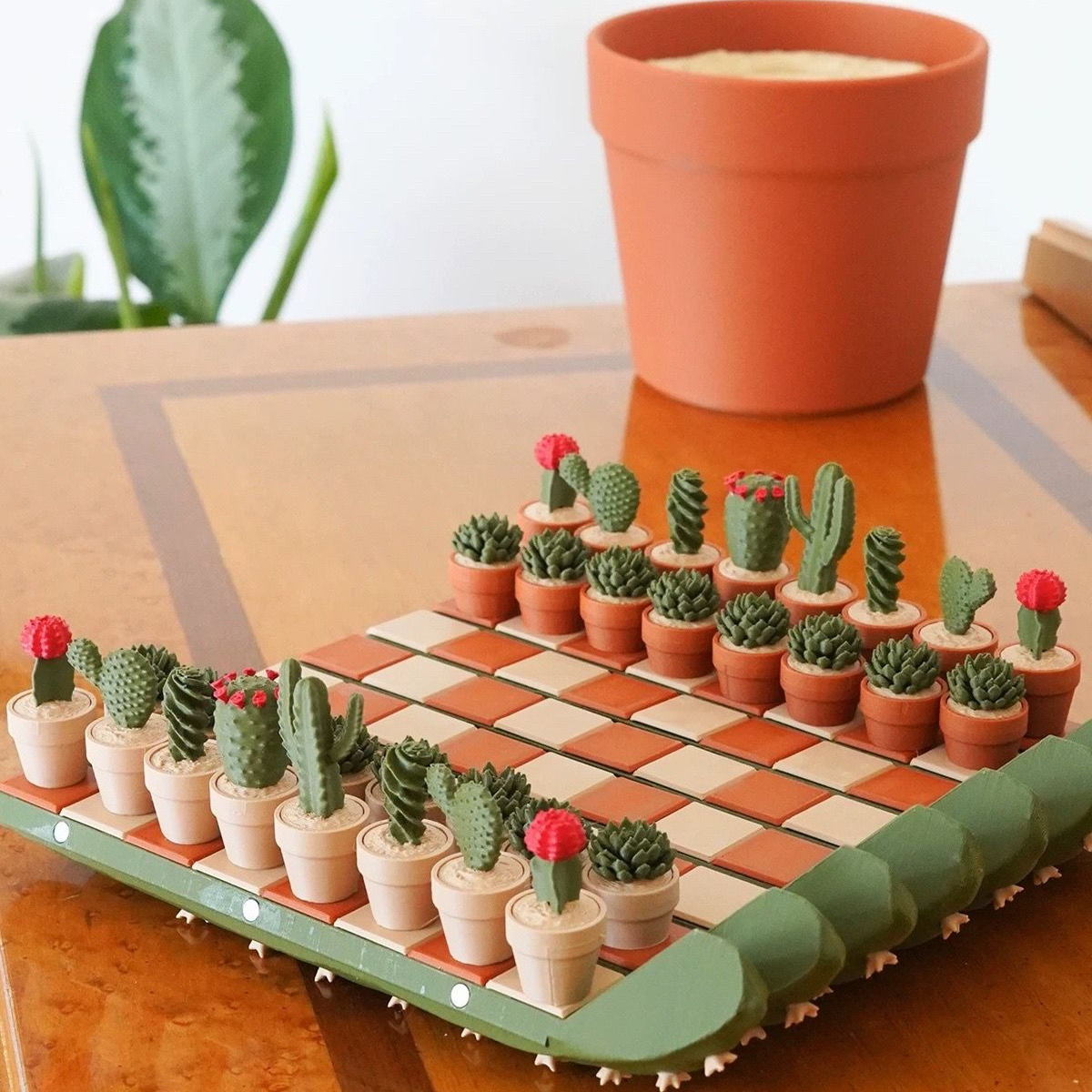 国际象棋全盘磁吸仙人掌多肉主题国际象棋组合套装仿真植物盆栽