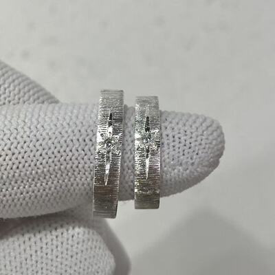 手工999纯银拉丝星芒戒指