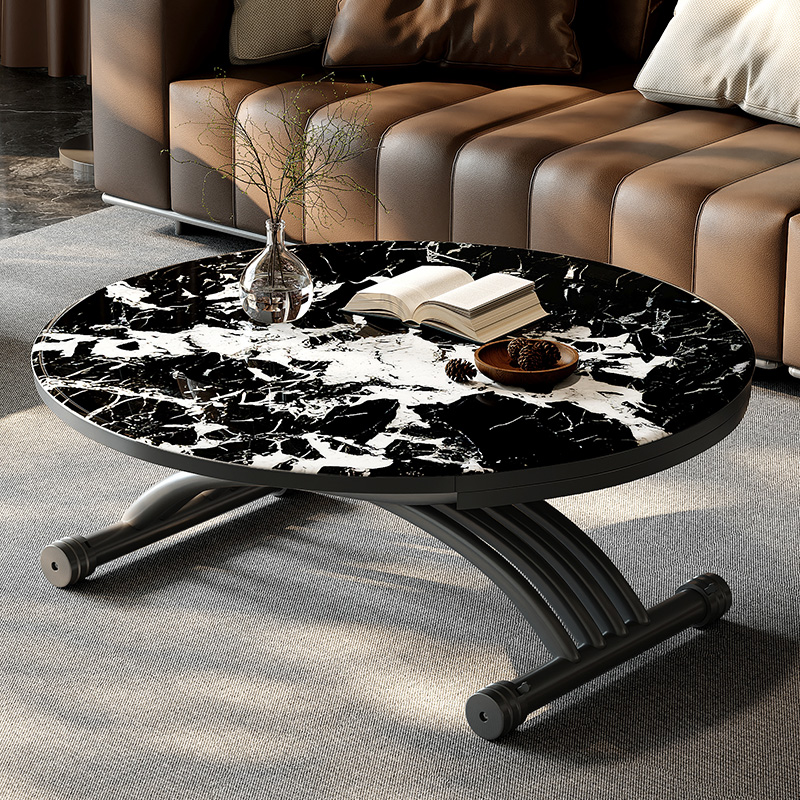 精双星小户型升降茶几餐桌两用多功能客厅简约岩板家用折叠吃饭桌