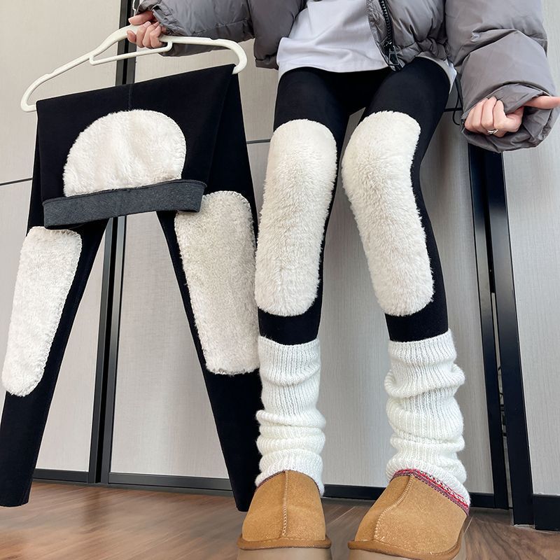冬季新款加厚加绒护膝保暖兔貂毛东北抗寒显瘦棉裤外穿打底裤女