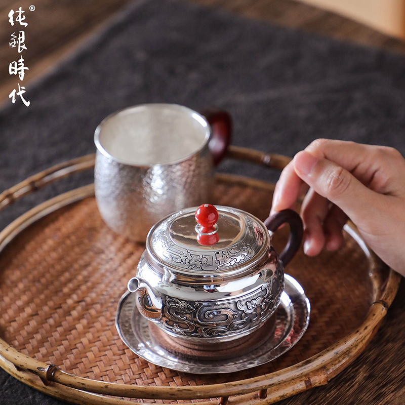 纯银时代饕餮纯银中式泡茶壶风华