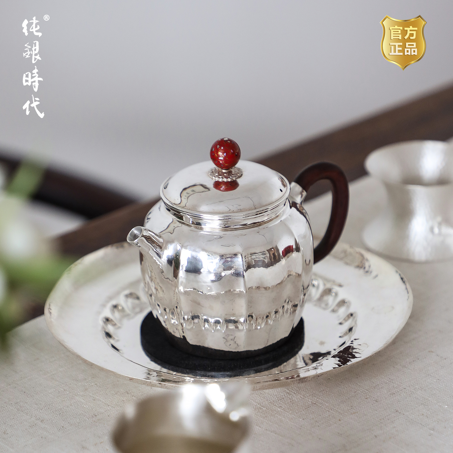纯银时代足银宫灯泡茶壶纯手工