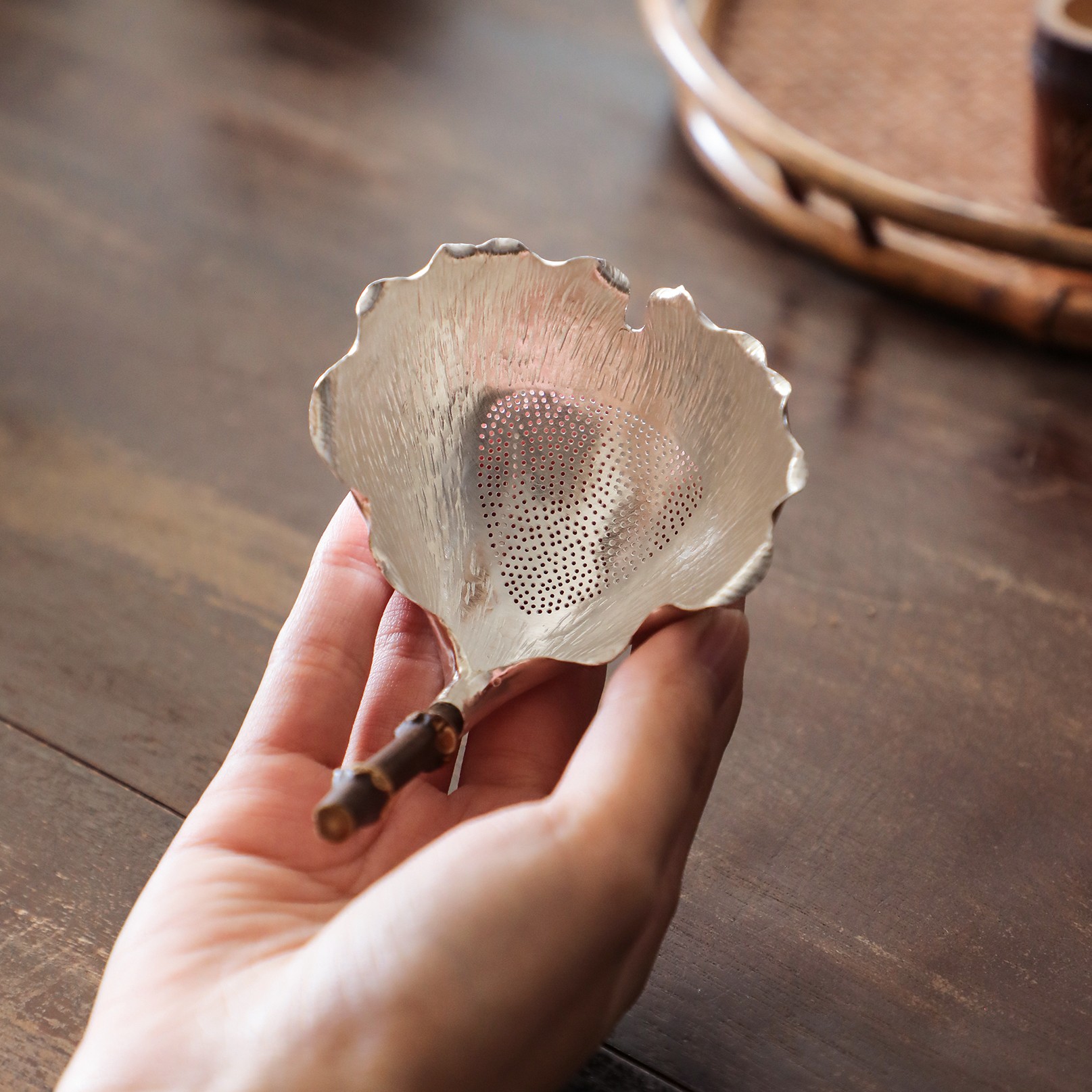 纯银时代手工银杏叶茶滤纯银999