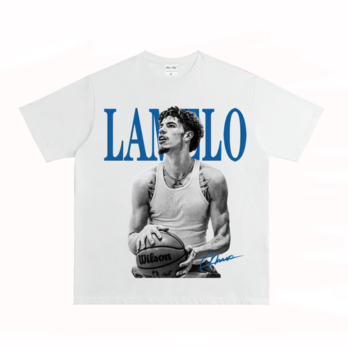 拉梅洛 鲍尔 球哥 LaMelo Ball 美式国潮街头复古纯棉长短袖Tt恤