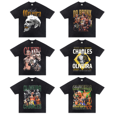 Ufc Oliveira奥利维拉短袖vintage拳击人像格斗美式T恤数码直喷