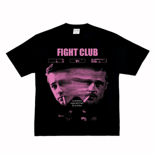 Club 电影文艺街头复古打底长短袖 搏击俱乐部 经典 T恤 皮特 Fight