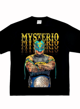 雷 密斯特里奥 Rey Mysterio Jr WWE摔跤美式做旧VTG长短袖Tt恤潮