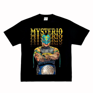 雷 密斯特里奥 Rey Mysterio Jr WWE摔跤美式做旧VTG长短袖Tt恤潮