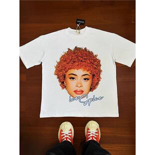 小领口做旧长短袖 冰香料 嘻哈饶舌女歌手美式 Spice 纯棉T恤潮 Ice
