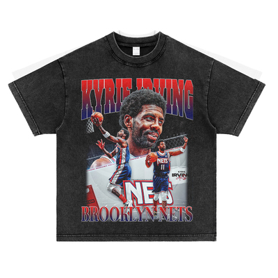 kyrie Irving欧文美式ins复古印花重磅纯棉小领口运动篮球短袖t恤