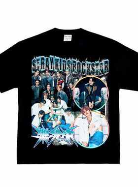 流浪的孩子 Stray Kids 韩国男团美式复古粉丝应援纯棉长短袖tT恤