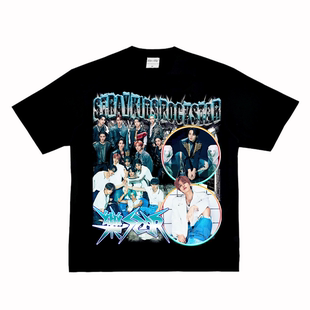 孩子 复古粉丝应援纯棉长短袖 Stray 韩国男团美式 tT恤 Kids 流浪