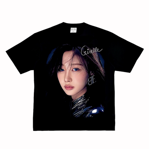 吉赛尔 Giselle aespa 女团kpop美式短袖宽松纯棉男女街头长袖T恤