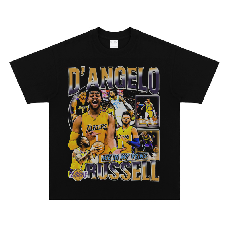 德安吉洛·拉塞尔Russell印花短袖t恤复古美式小领口纯棉数码直喷