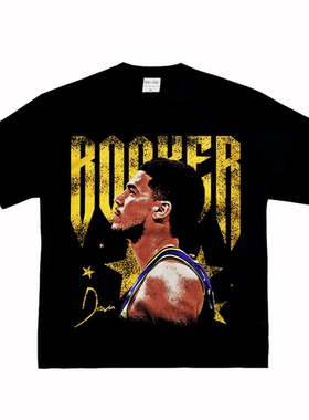 德文 布克 Devin Booker 美式小领口篮球复古纯棉街头长短袖T恤潮