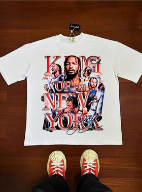 纽约 布伦森 Brunson 美式小领口做旧街头复古篮球训练长短袖Tt恤