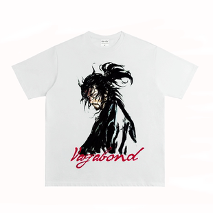 直喷宽松长短袖 浪客行 复古VTG街头纯棉数码 日漫美式 T恤 宫本武藏