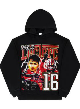 夏尔 勒克莱尔 Charles Leclerc F1赛车450G重磅纯棉连帽卫衣秋冬