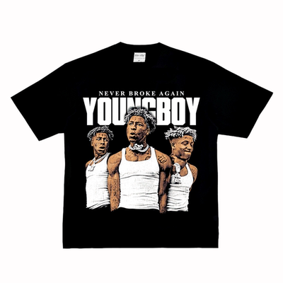 Youngboy 美式说唱嘻哈街头复古VTG纯棉饶舌高街FOG长短袖T恤