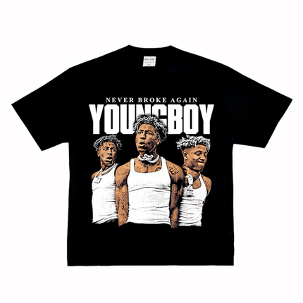 Youngboy 美式说唱嘻哈街头复古VTG纯棉饶舌高街FOG长短袖T恤