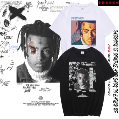 XXXTENTACION嘻哈潮牌T恤碧莉饶舌RAP高街复古hiphop男女宽松短袖