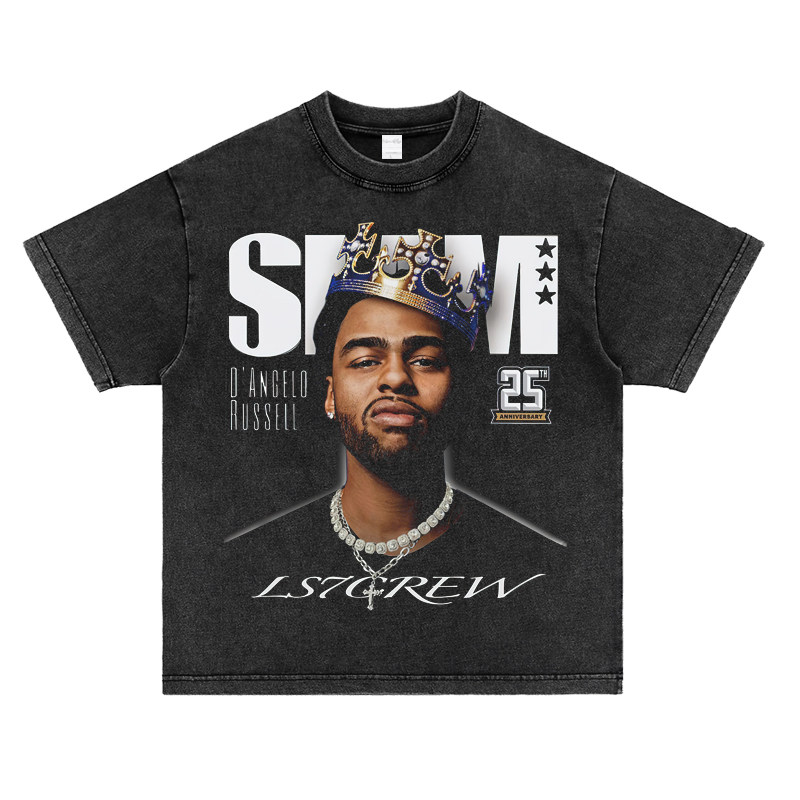 德安吉洛·拉塞尔Russell印花短袖t恤复古美式小领口纯棉数码直喷