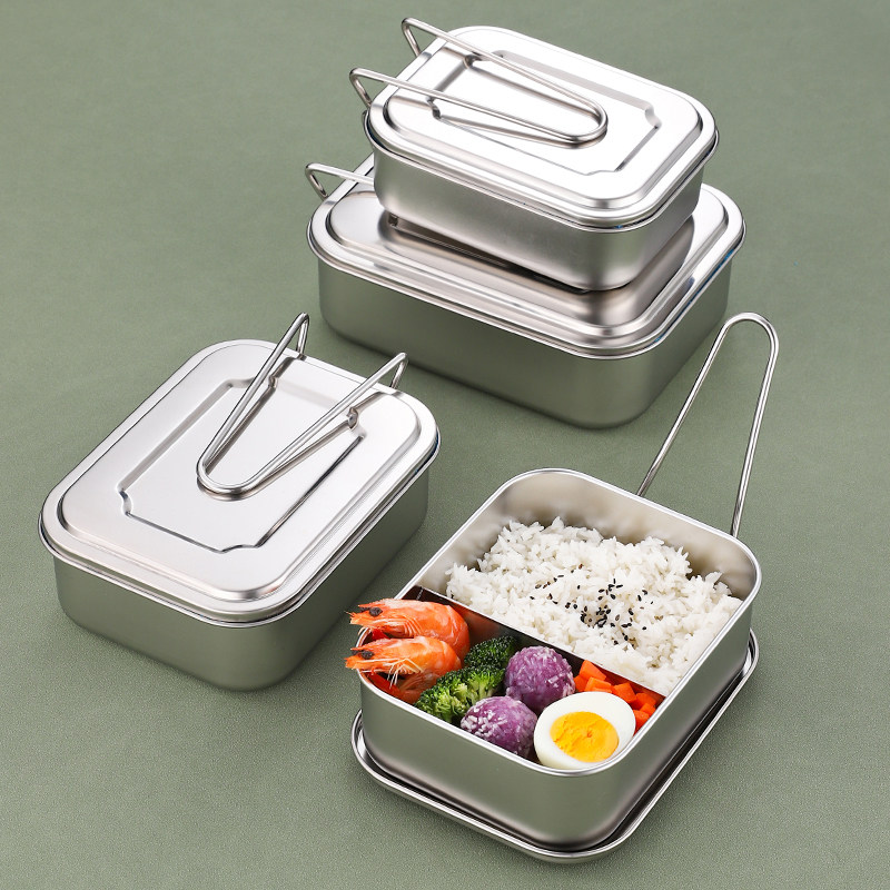 长方形304不锈钢食堂分隔餐盒图片