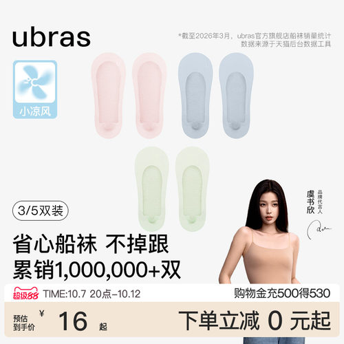 ubras防掉跟隐形袜子女船袜