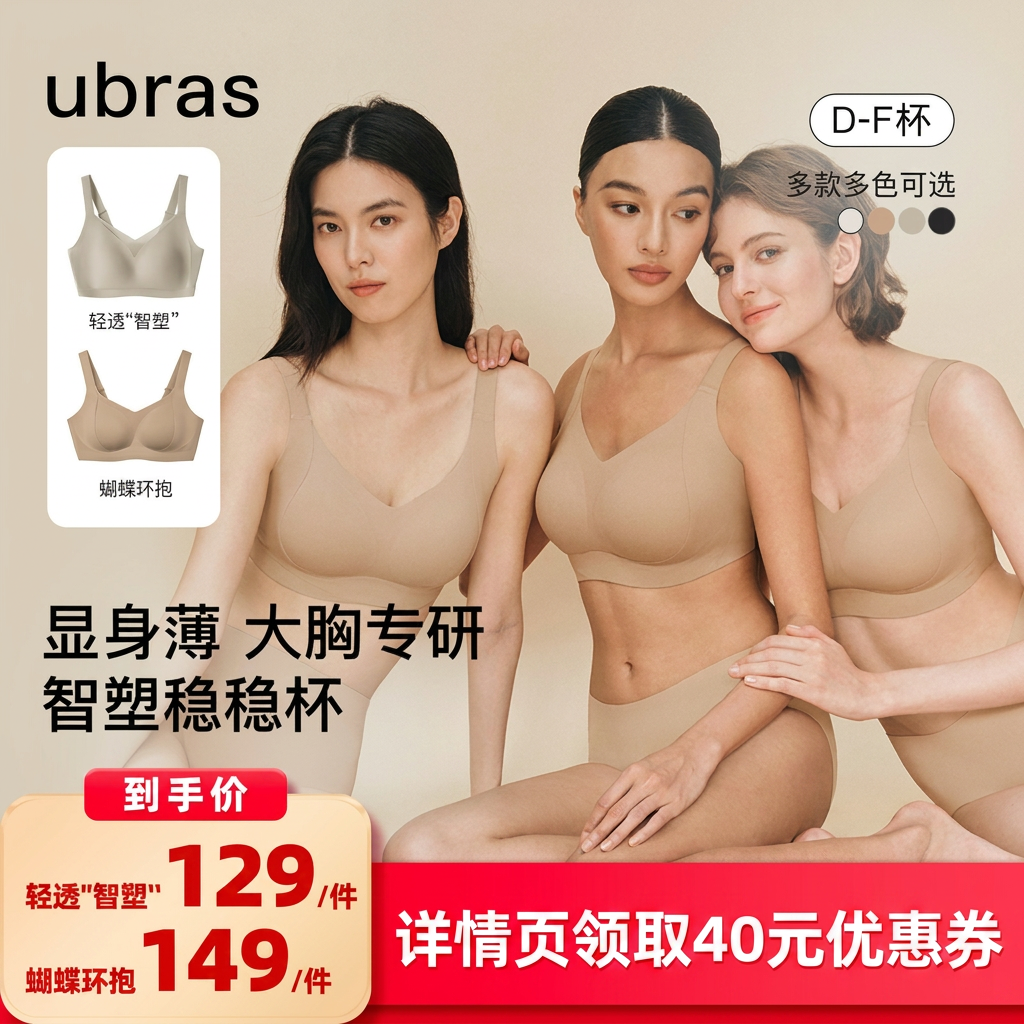 【所有女生的衣橱直播间】ubras超轻智塑/蝴蝶环抱大杯文胸i