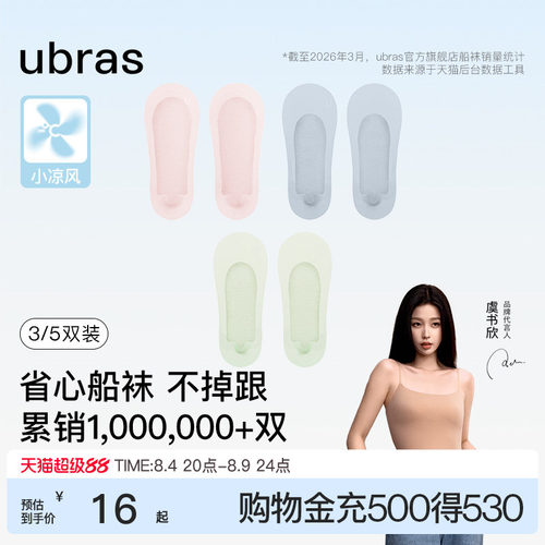 ubras防掉跟隐形袜子女船袜