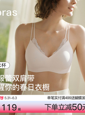 ubras无尺码舒服蕾双肩带小奶皮无痕蕾丝细吊带2026新款文胸罩女
