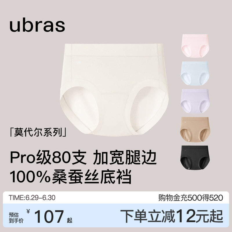 ubras莫代尔80S内裤女夏季薄款加长裆中高腰友好梨形胯宽大码