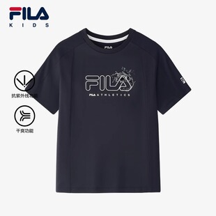 FILA斐乐儿童童装短T类2025年夏季新款男中大童针织短袖衫上衣