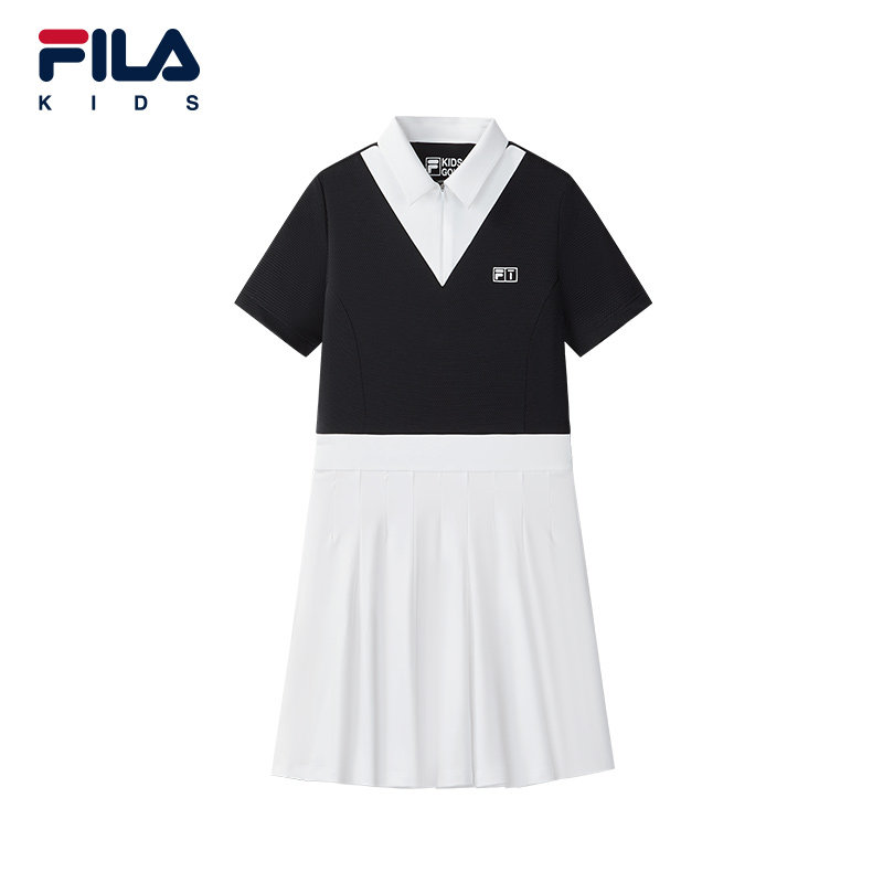 FILA斐乐儿童童装裙子夏季新款女中大童polo领运动连衣裙吸湿排汗