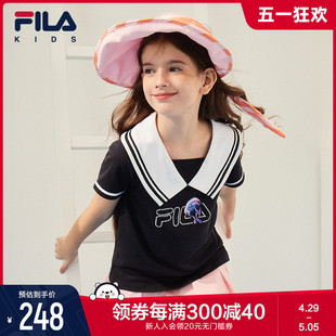 2023年夏季 新款 儿童短袖 女大童时尚 海军领洋气T恤 衫 FILA斐乐童装