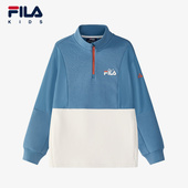 新款 FILA斐乐童装 儿童卫衣2025冬季 男童中大童运动半开襟套头上衣