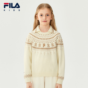 FILA X 彼得兔联名儿童童装毛衫2025年冬季新款女中大童翻领毛衣